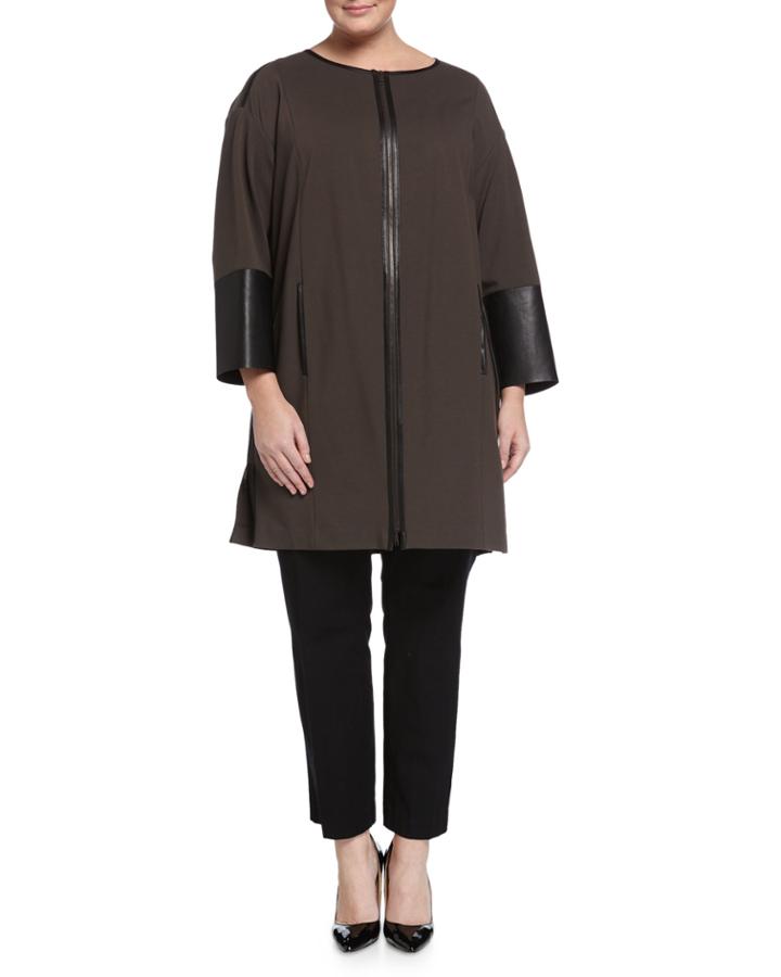 Lafayette 148 New York Plus Relaxed Long Jacket, Granite, Women's,