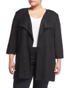 Textured-knit Open-front Jacket, Black,