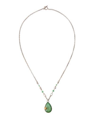Long Quartz Crystal & Turquoise Pendant Necklace