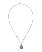 Long Quartz Crystal & Turquoise Pendant Necklace