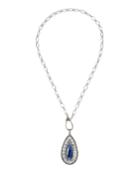 Sapphire Teardrop & Moonstone Pendant Necklace