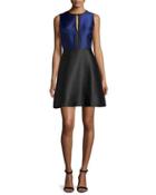 Eliza Colorblock Fit-&-flare Dress, Black/sapphire