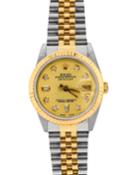 Pre-owned Oyster Perpetual Datejust Jubilee Watch With Mixed-cut Diamonds, Gold/steel