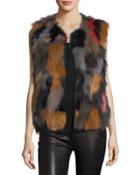 Colorblock Fox Fur Vest