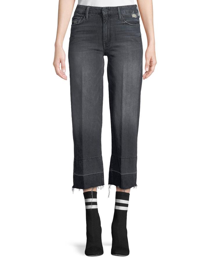 Roller Crop Straight-leg Jeans With Undone Hem