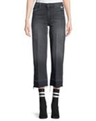 Roller Crop Straight-leg Jeans With Undone Hem