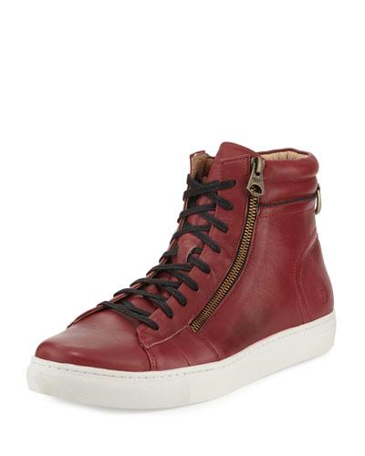 Remsen Leather High-top Sneaker, Oxblood/black/white