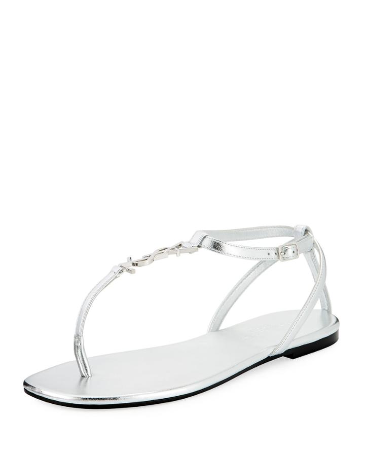 Monogram Flat Metallic Leather Thong