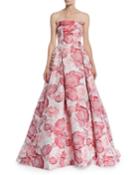 Floral Mikado Strapless Ball Gown
