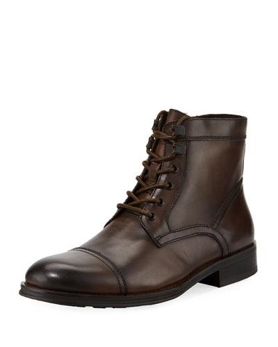 Design Leather Lace-up Boot, Brown