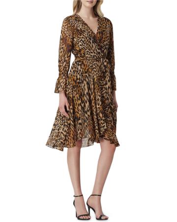 Leopard Chiffon Surplice Wrap Dress