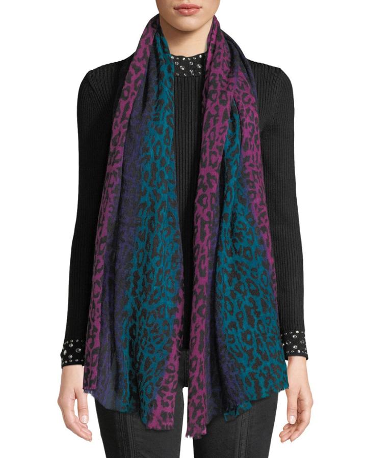Ombre Animal-print Sheer Wool
