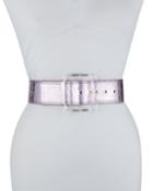 Corin Metallic Leather Square-buckle Belt