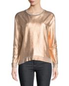 Long-sleeve Metallic Pullover