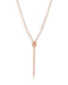 Long Multi-strand Knotted Tassel Necklace, Rose Golden