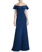 Off-the-shoulder Silk Ruffle Gown,