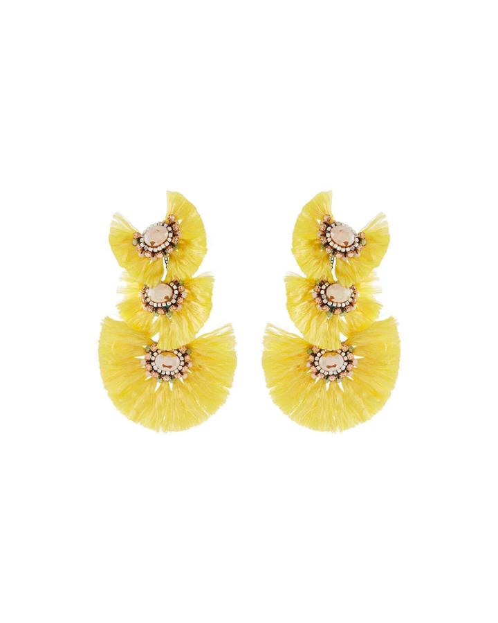 Triple-drop Fringe Earrings, Yellow
