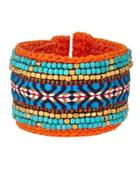 Multicolor Tribal Cuff Bracelet, Orange