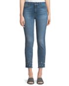Ankle Skinny Jeans W/ Crystal Hem
