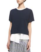 Derek Lam 10 Crosby 2-in-1 Sweater With Asymmetric Pleated Underpinning, Women's, Size: