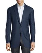 Solid Wool Two-button Jacket, Blue