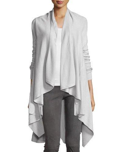 Long-sleeve Draped Waterfall Cardigan, Cloud