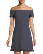 Off-the-shoulder Slub-suiting Dress
