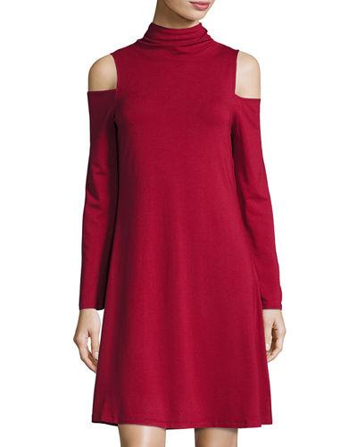 Cold-shoulder Mock-neck Dress