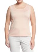 Scoop-neck Fitted Top, Coral,