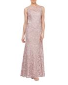 Embroidered Lace Gown With