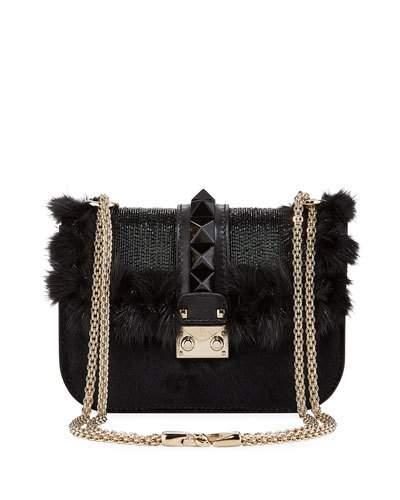 Rockstud Calf Hair Shoulder Bag,