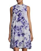 Flyaway Sleeveless Float Dress, Blue Pattern