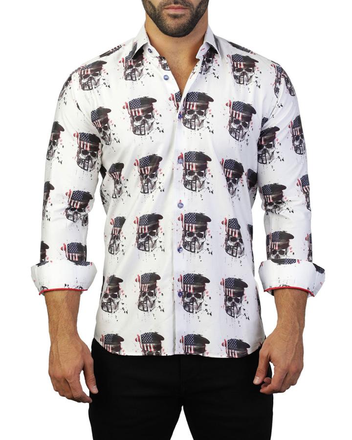 Men's Fibonacci Skull America Long-sleeve