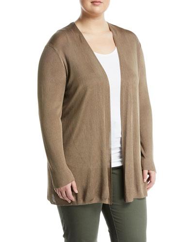 Ribbed Open-front Cardigan,