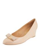 Mirabel Patent Bow Demi-wedge Pumps, New Bisque