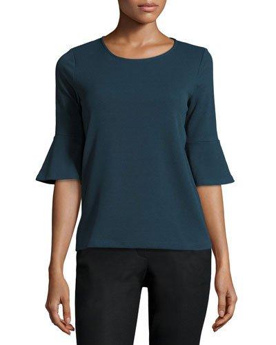 Bell-sleeve Zip-back Blouse,