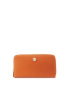Michelle Xl Leather Zip-around Wallet, Tangerine