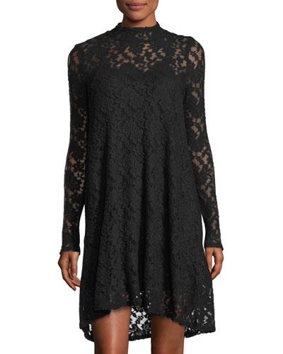Cecil Long-sleeve Lace Turtleneck Dress