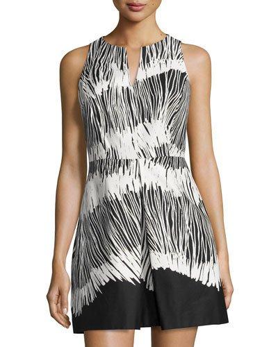 Sleeveless Printed Dress, Black