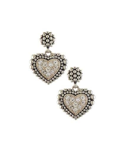 Small Diamond Heart Caviar Dangle Earrings