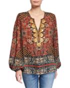 Leah Embellished V-neck Blouson-sleeve