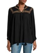 Tribe Relaxed Tassel-tie Top, Black