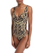 Reflections Deep-v Neck Printed One-piece