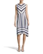 Mitered-stripe Sleeveless Dress