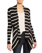 Ribbed Stripe Open-front Cardigan