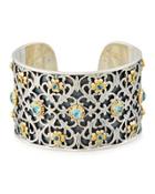 Color Classics Floral Cuff Bracelet W. Blue Topaz