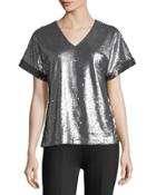 Sequined V-neck Tee