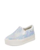 Jam Bis Iridescent Platform Sneaker, White/blue