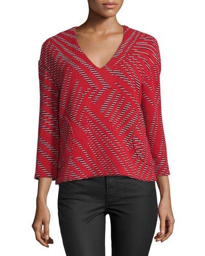 Tokyo Mixed-weave V-neck Top