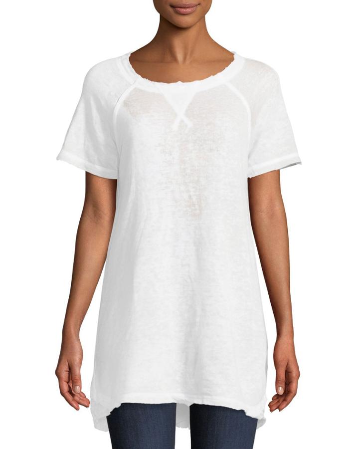 Short-sleeve Lace-back Terry Tee